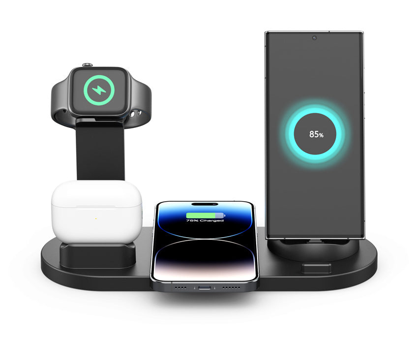 Cargador inalámbrico 5 en 1 para iPhone 14 13 12 11X8 Apple Watch Airpods cargadores de teléfono de escritorio estación de carga rápida