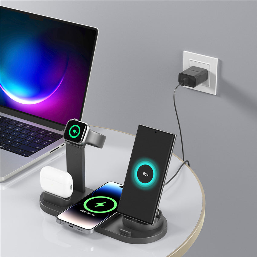 Cargador inalámbrico 5 en 1 para iPhone 14 13 12 11X8 Apple Watch Airpods cargadores de teléfono de escritorio estación de carga rápida